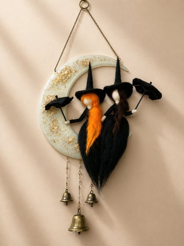 Witchy Moon Wall Hanging with Bells